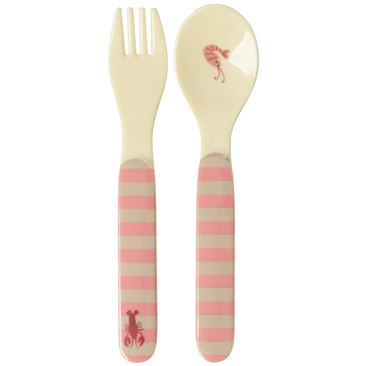 Rice Coral Ocean Print Kids Melamine Ske og Gaffel