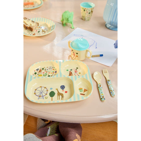Rice Mint Fun Fair Print Baby Melamine Ske og Gaffel