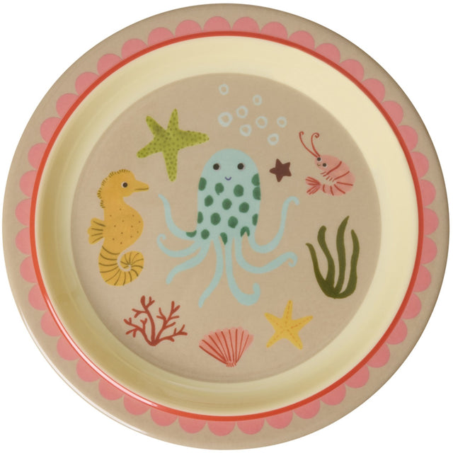 Rice Coral Ocean Print Melamine Børne Frokost Tallerken