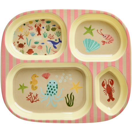Rice Coral Ocean Print Melamine Kids 4 Rums Tallerken