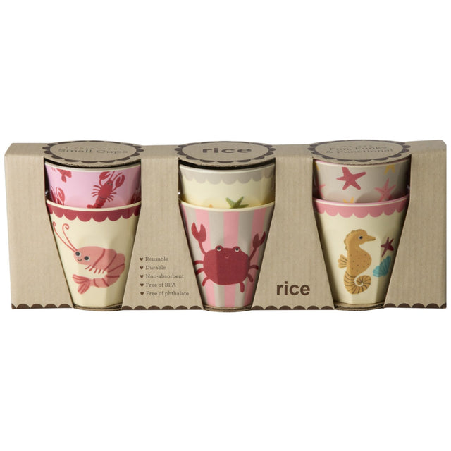 Rice Coral Ocean Print Melamine Kopper Small 6 Pak 160 Ml
