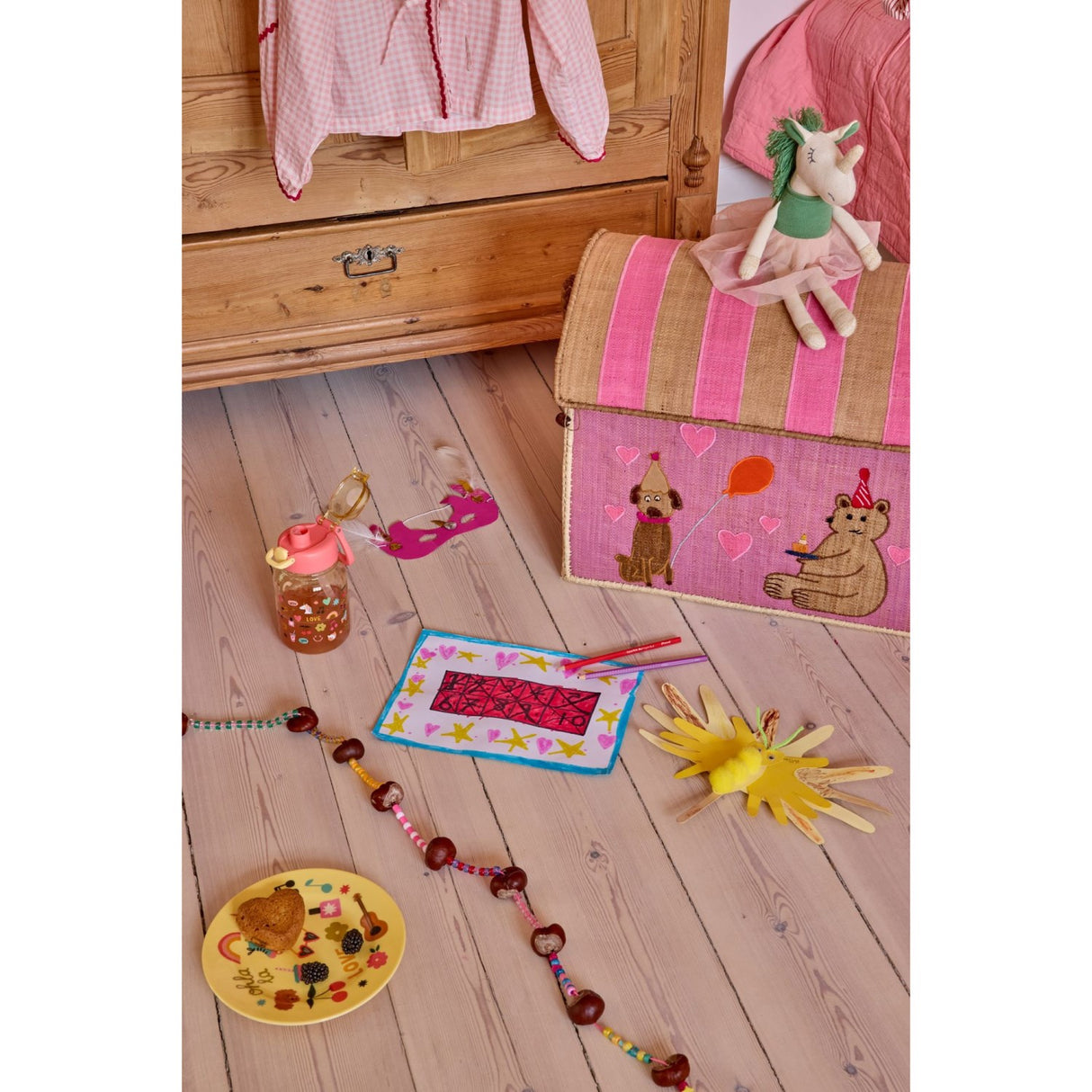 Rice Unicorn Love Print Melamine Rund Børnetallerken