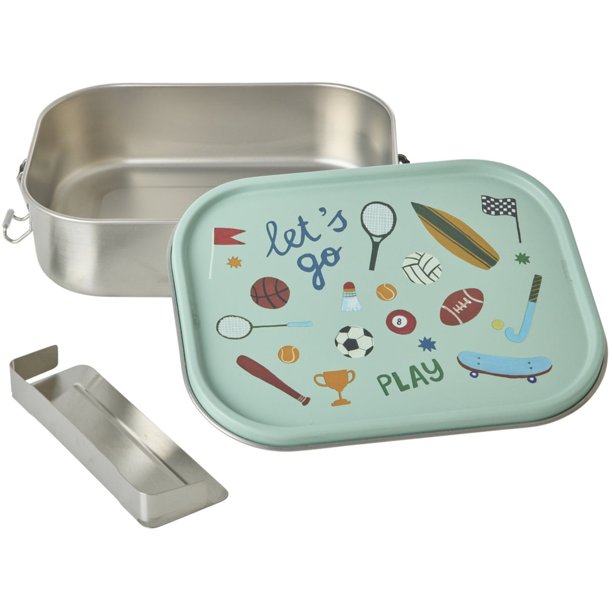 Rice Sports Print Stainless Stål Madkasse Med Bevægelig Opdeler Large 1400 Ml