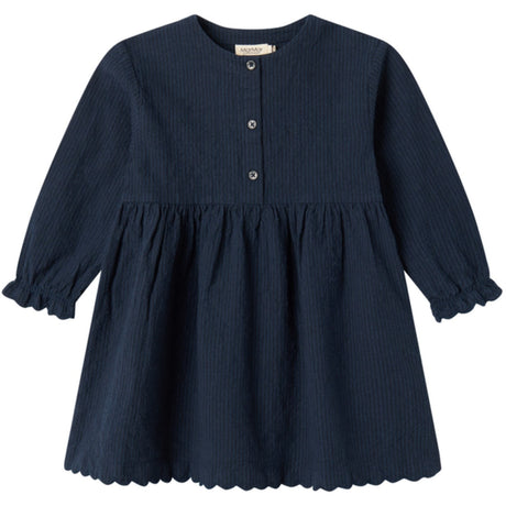 MarMar Chambray Dark Blue Stripe Dagmara Scallop Kjole