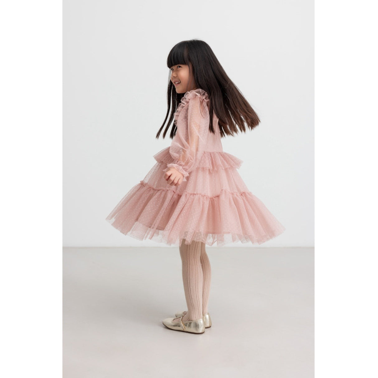 MarMar Tulle Dotty Faded Rose Doth LS Kjole