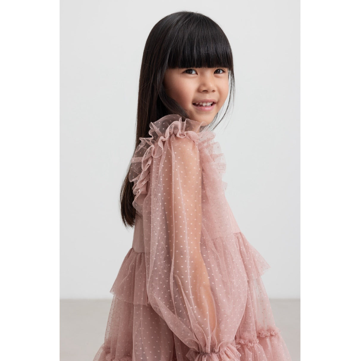 MarMar Tulle Dotty Faded Rose Doth LS Kjole