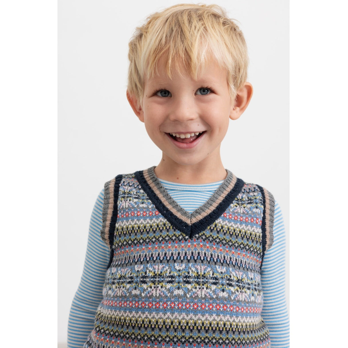 MarMar Modal Fine Rib Blue Stripe Tani Bluse