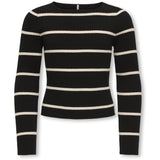 kids ONLY Black Whitecap Gray Kogibi Ls Rib Boatneck Cp Knt