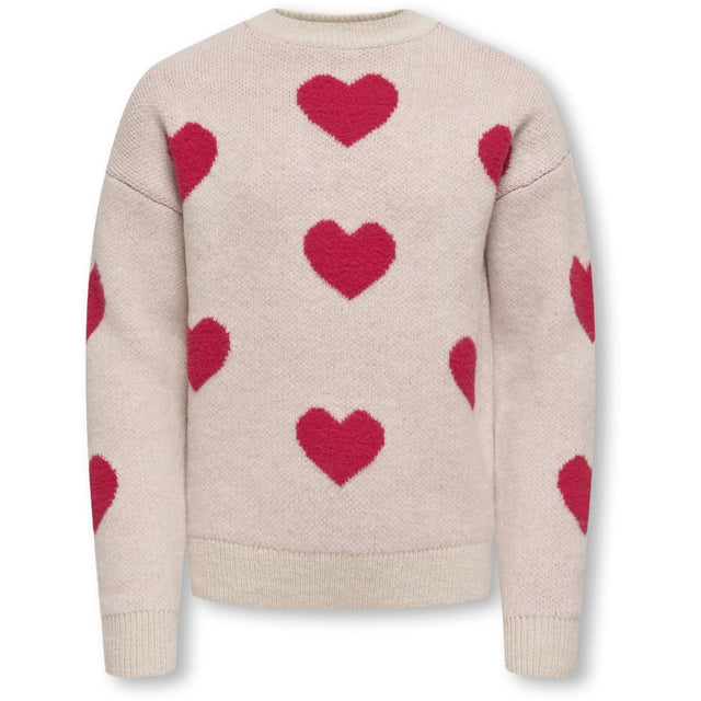 kids ONLY Birch Salsa Hearts Kognaja L/S Flower Pullover Knt