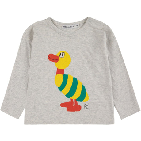 Bobo Choses Light Heather Grey Striped Duck Bluse