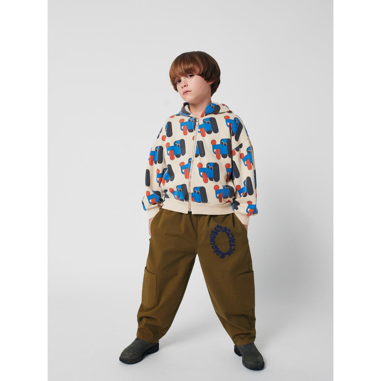 Bobo Choses Offwhite Doggy Mate All Over Zipped Hættetrøje