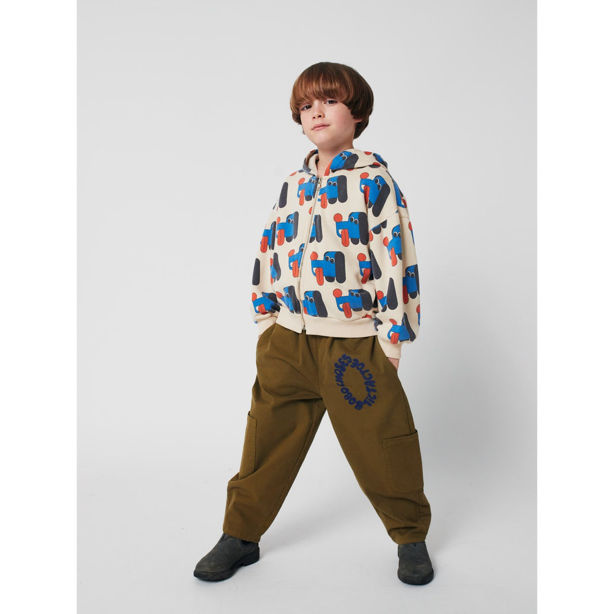 Bobo Choses Offwhite Doggy Mate All Over Zipped Hættetrøje