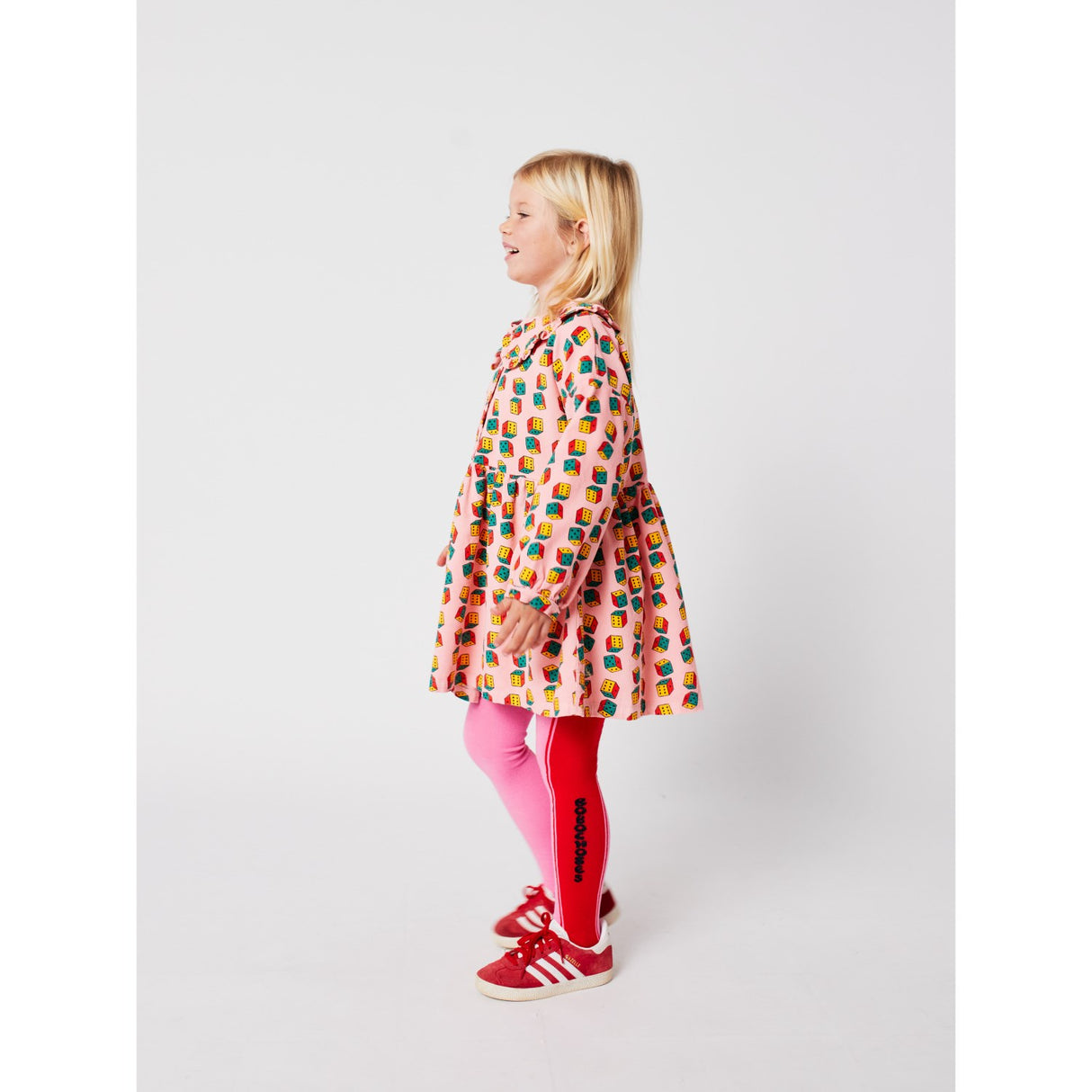 Bobo Choses Pink Dices All Over Micro Corduroy Kjole