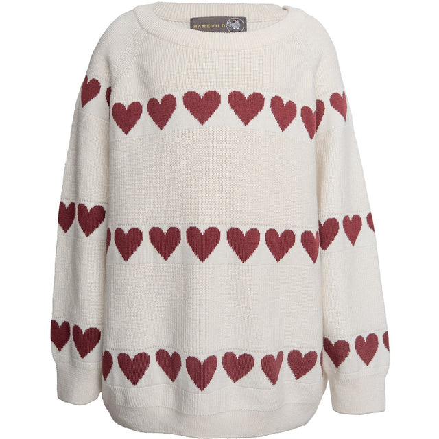 Hanevild Ivory Red Heart Bluse