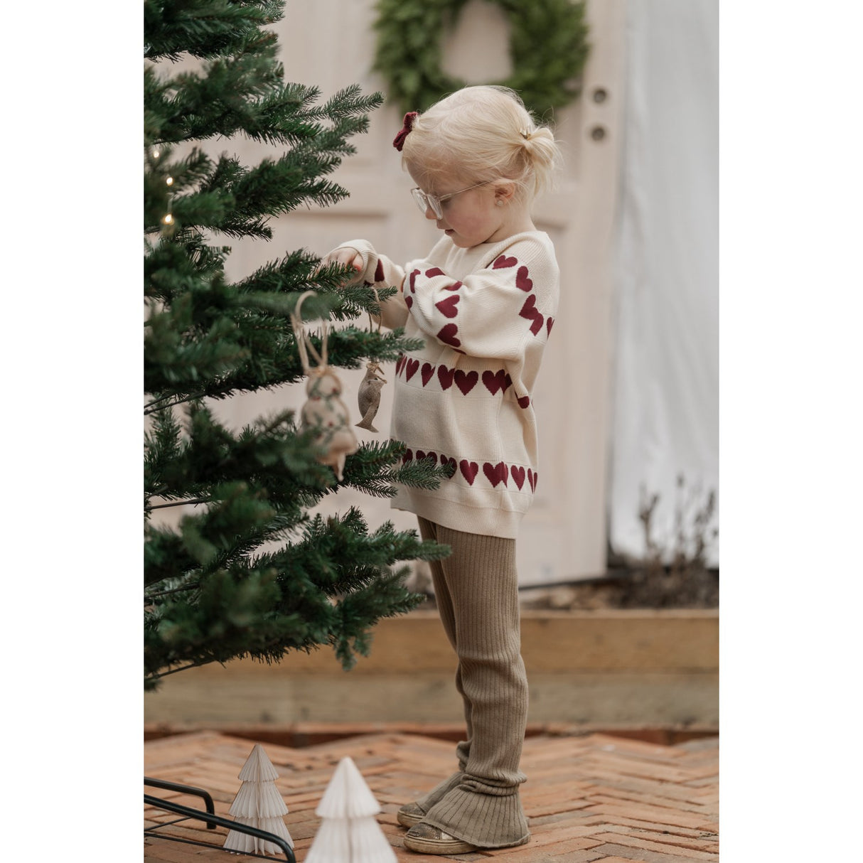 Hanevild Ivory Red Heart Bluse