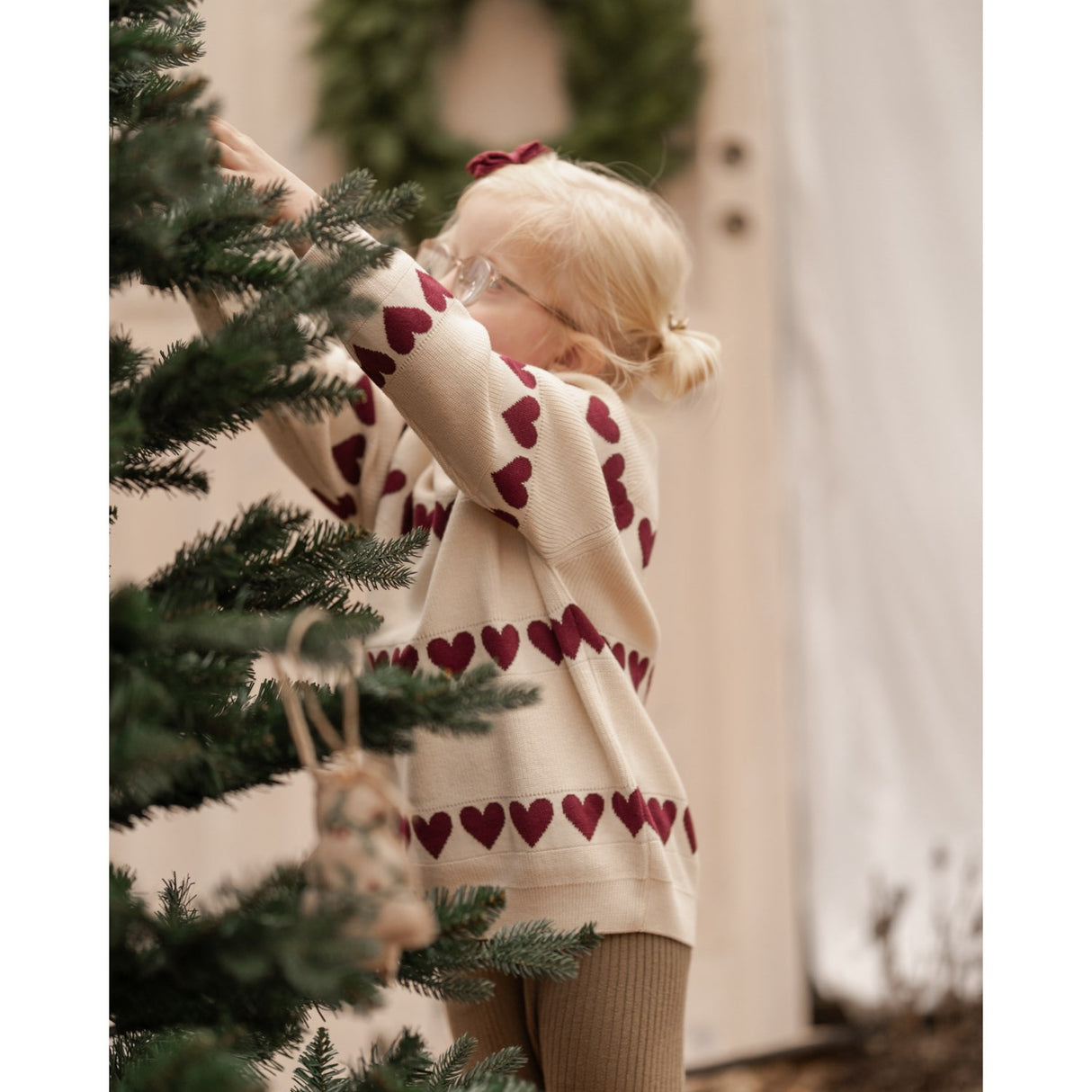 Hanevild Ivory Red Heart Bluse