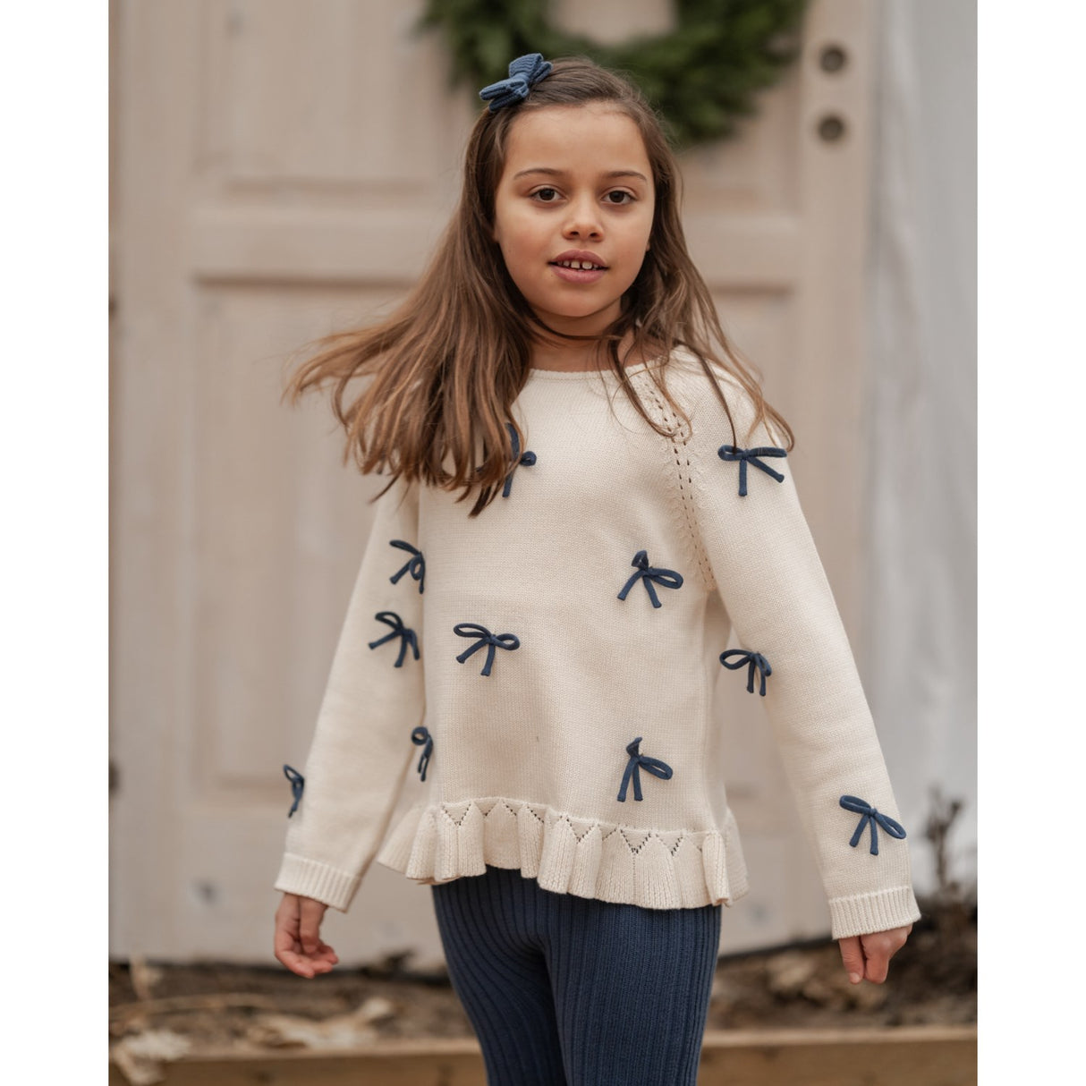 Hanevild Ivory More Bows Sweater