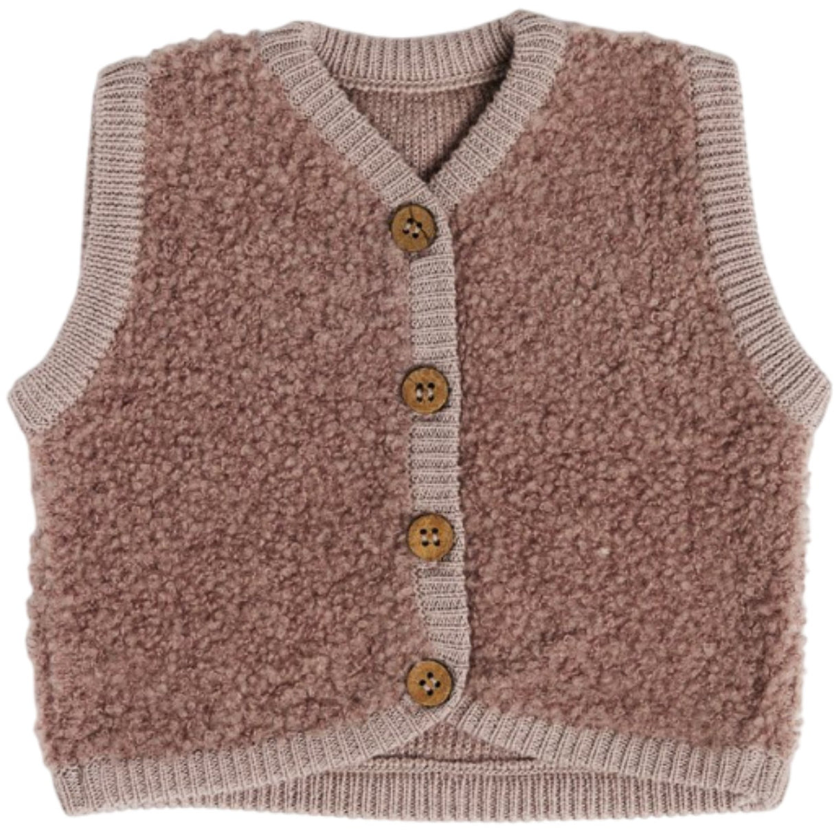 Smallstuff Rose Vest Med Knapper Bouclé Merino Uld