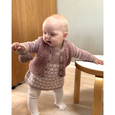 Smallstuff Rose Vest Med Knapper Bouclé Merino Uld