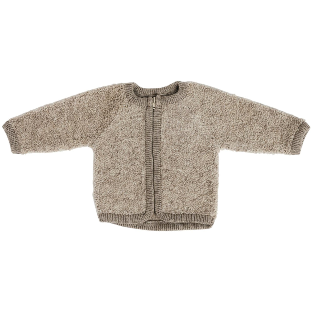 Smallstuff Natur Melange Cardigan Med Lynlås Bouclé Merino Uld