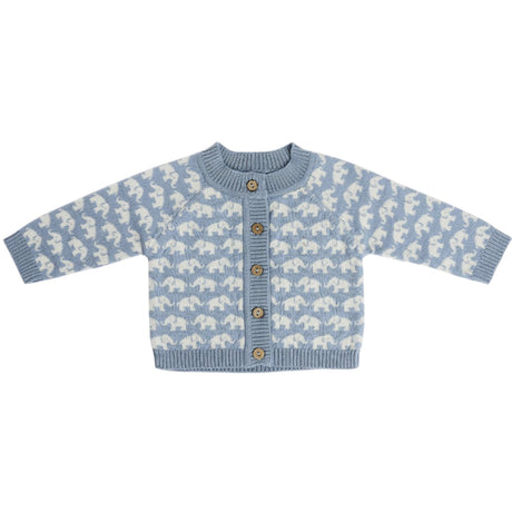 Smallstuff Blue Cardigan Ao Elefanter Merino Uld