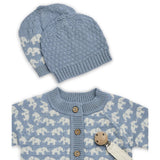 Smallstuff Blue Cardigan Ao Elefanter Merino Uld