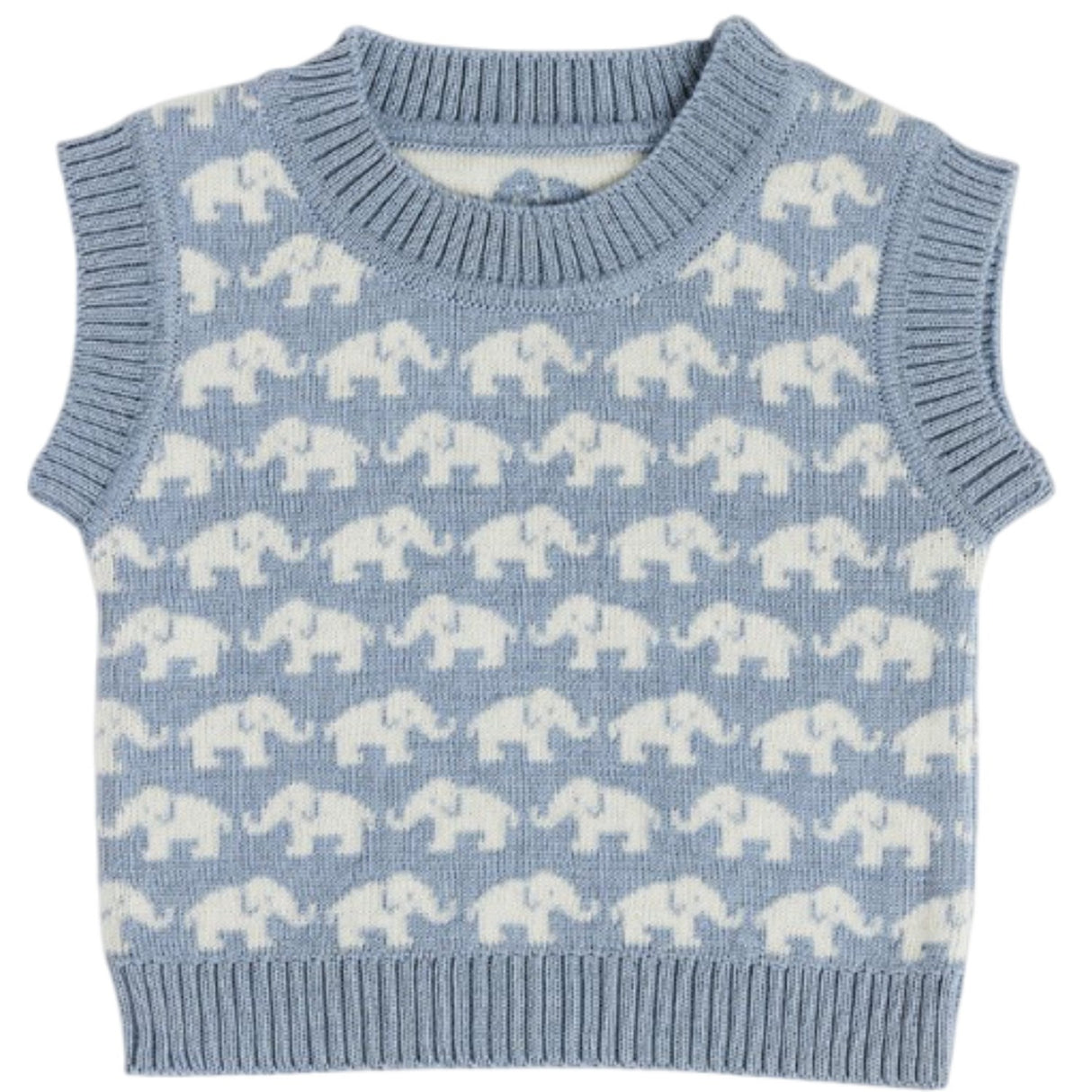 Smallstuff Blue Vest Ao Elefanter Merino Uld