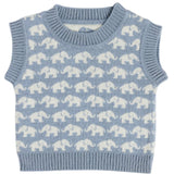 Smallstuff Blue Vest Ao Elefanter Merino Uld