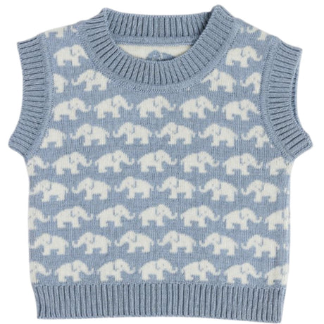 Smallstuff Blue Vest Ao Elefanter Merino Uld