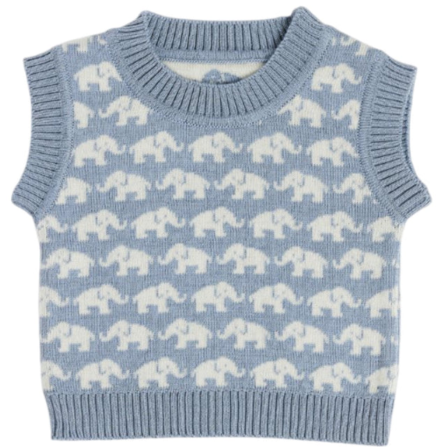 Smallstuff Blue Vest Ao Elefanter Merino Uld