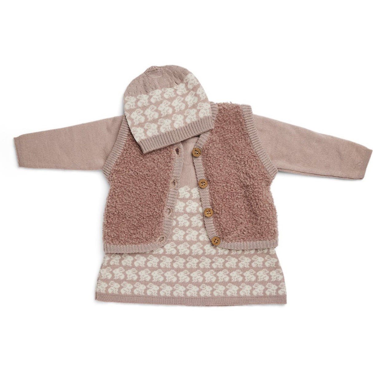 Smallstuff Rose Vest Med Knapper Bouclé Merino Uld