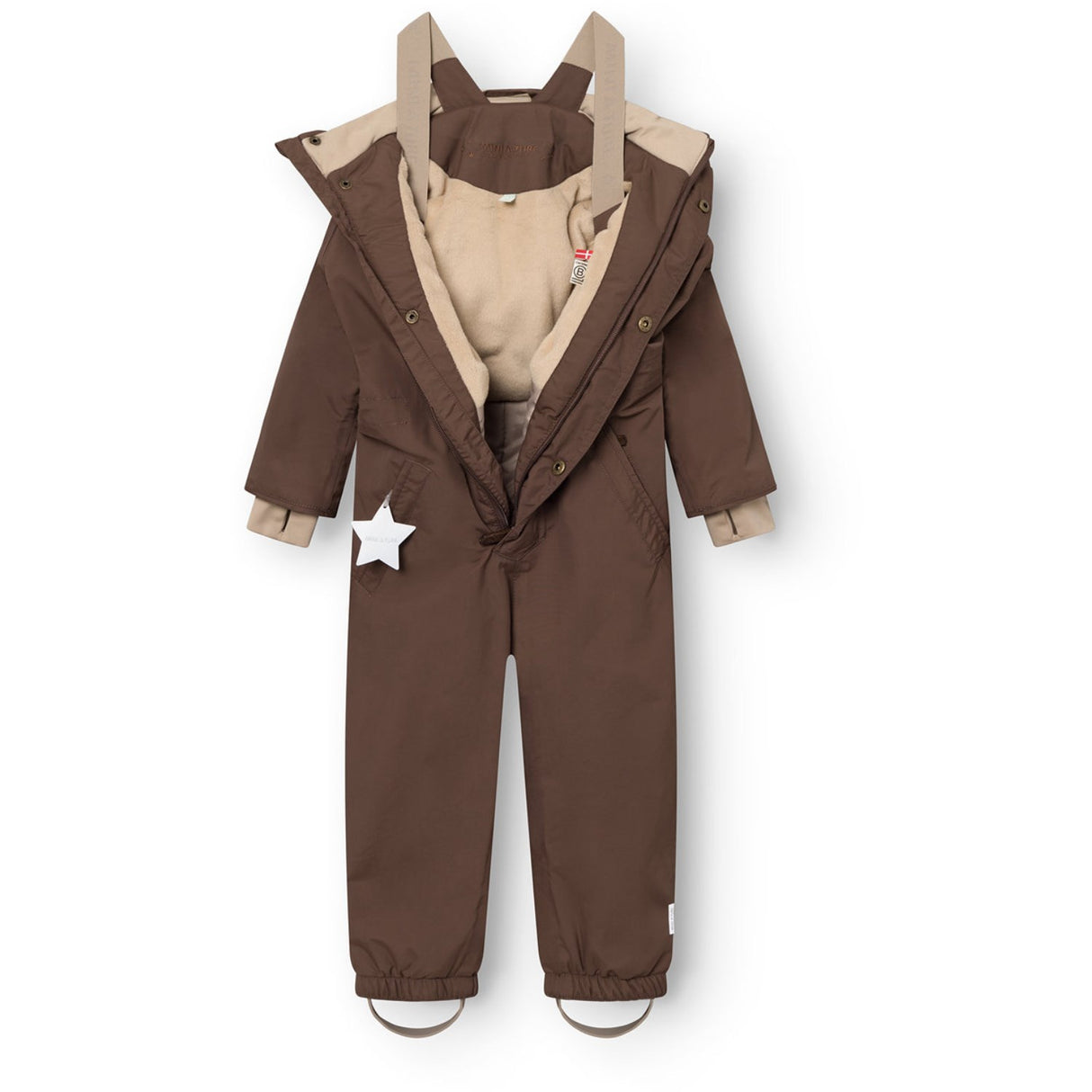 Mini A ture Chestnut Brown Matwanni Fleece Lined Snowsuit. GRS