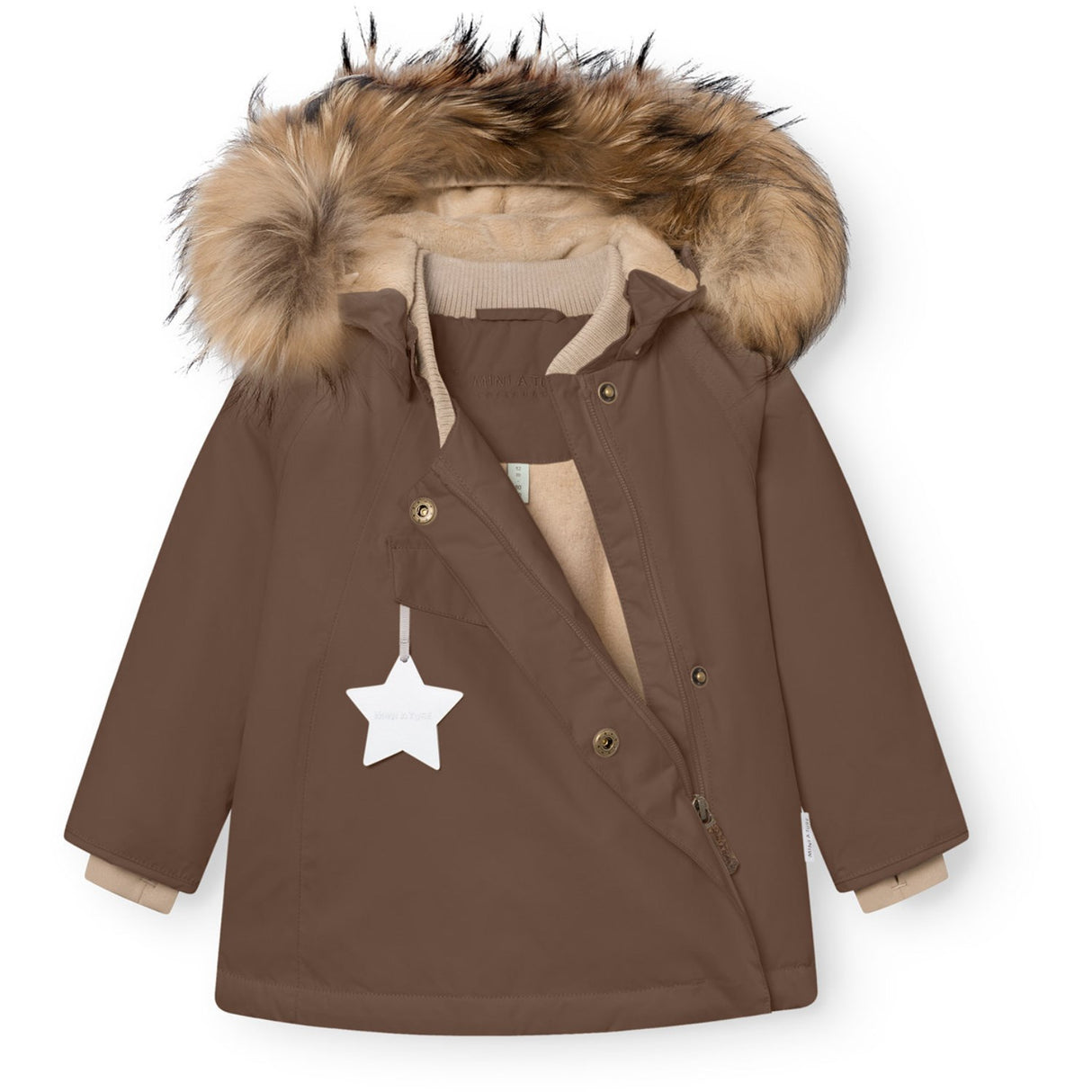 Mini A ture Chestnut Brown Matwang Fleece Lined Winter Jakke Fur. GRS
