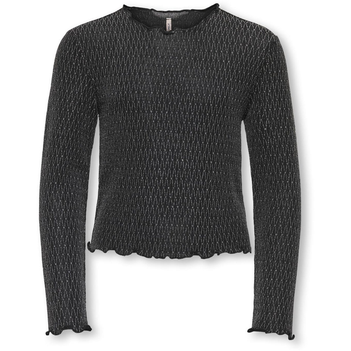 kids ONLY Black Lurex Silver/Harlekin Kogqueen L/S Glitter Top Bf Jrs