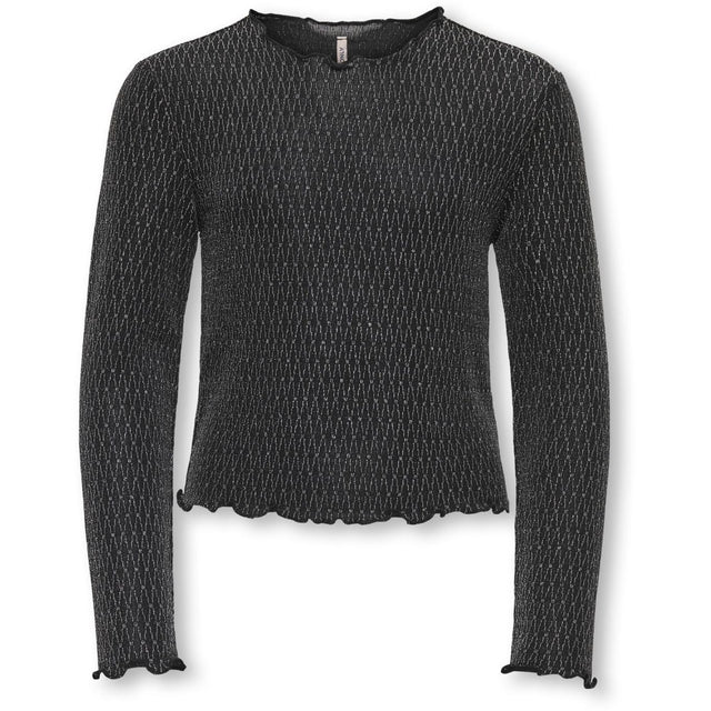 kids ONLY Black Lurex Silver/Harlekin Kogqueen L/S Glitter Top Bf Jrs