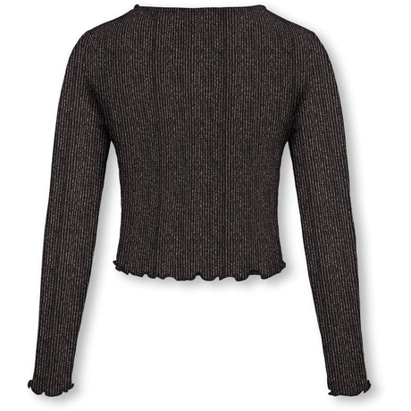 kids ONLY Black Lurex Rose Gold/Stripe Kogqueen L/S Glitter Top Bf Jrs