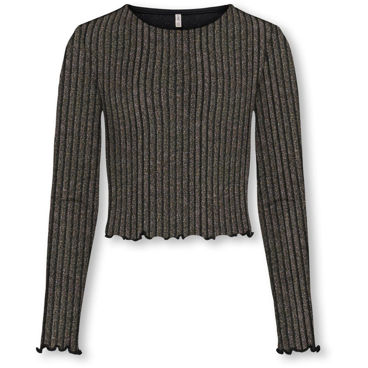 kids ONLY Black Lurex Light Gold/Silver/Wide Stripe Kogqueen L/S Glitter Top Bf Jrs