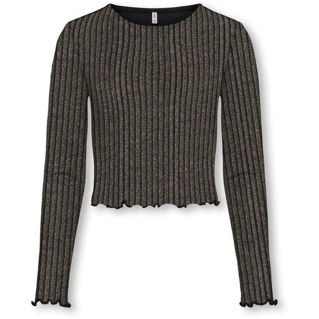 kids ONLY Black Lurex Light Gold/Silver/Wide Stripe Kogqueen L/S Glitter Top Bf Jrs