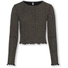 kids ONLY Black Lurex Light Gold/Silver/Wide Stripe Kogqueen L/S Glitter Top Bf Jrs