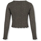 kids ONLY Black Lurex Light Gold/Silver/Wide Stripe Kogqueen L/S Glitter Top Bf Jrs