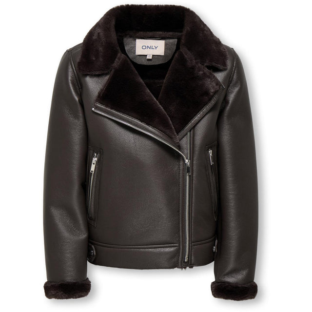 kids ONLY Black Coffee Kogstarry Bonded Teddy Jakke Otw