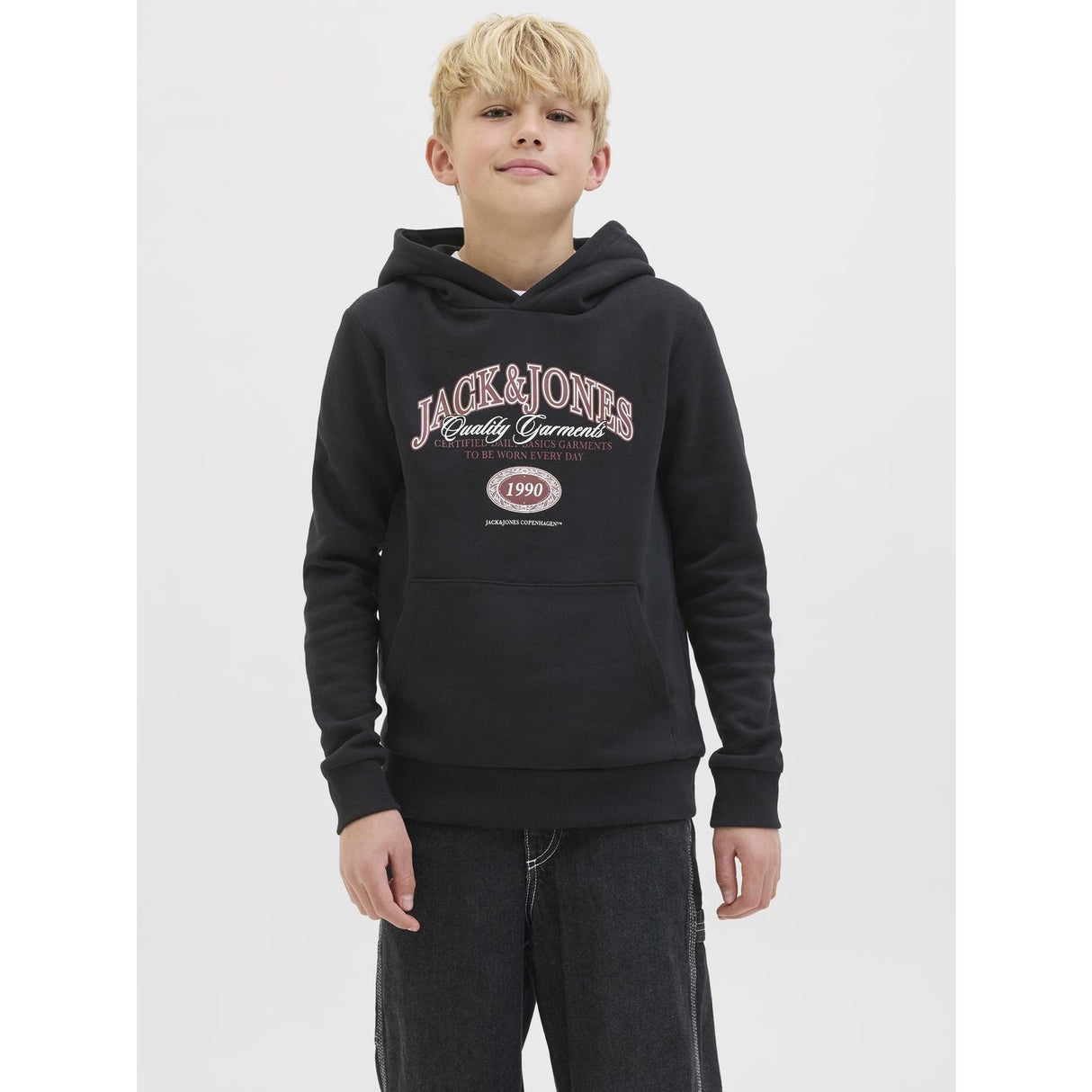 Jack & Jones Junior Black Jjari Branding Sweat Hætte Jnr