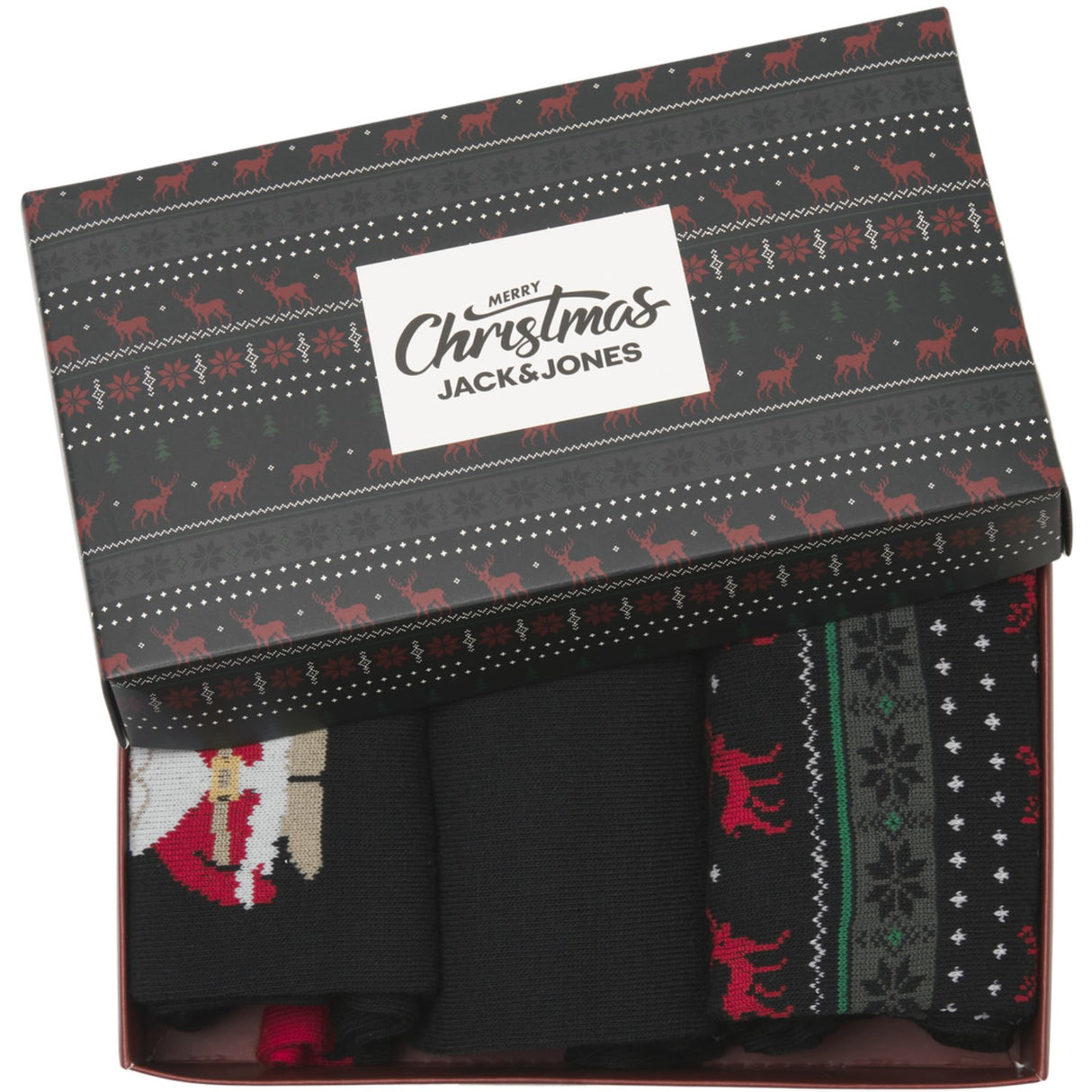 Jack & Jones Junior Black Jacxmas Rensdyr Strømper Giftbox Jnr