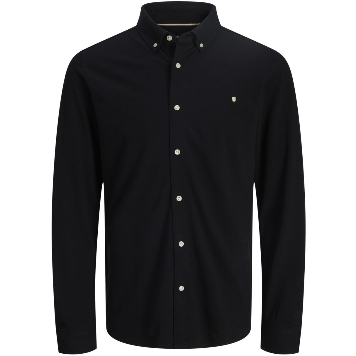 Jack & Jones Junior Black Jprblublake Pique Detail L/S Skjorte Jnr