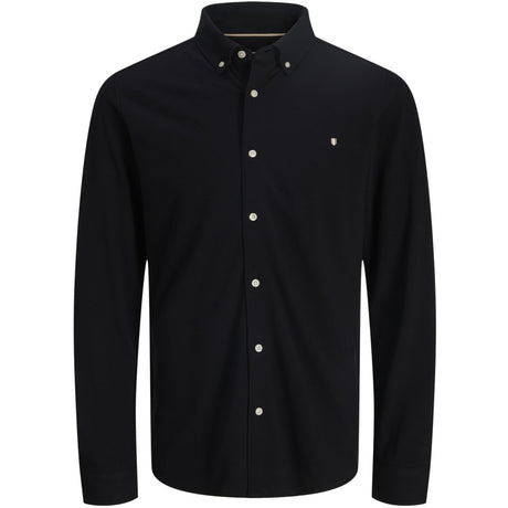 Jack & Jones Junior Black Jprblublake Pique Detail L/S Skjorte Jnr