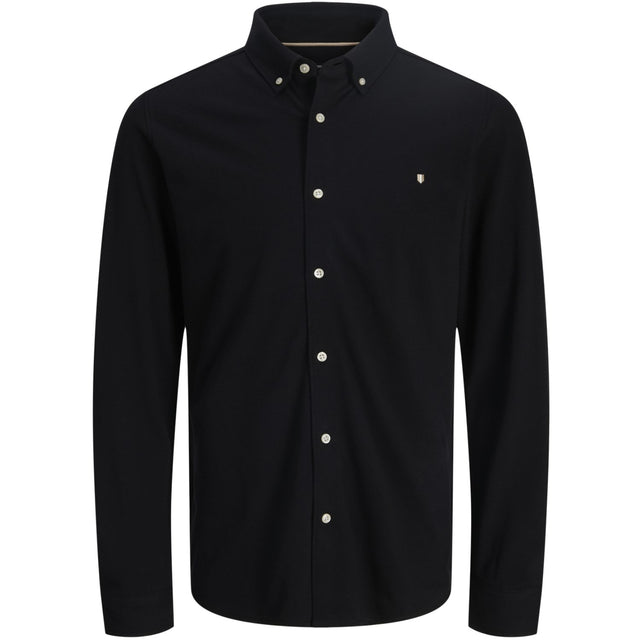 Jack & Jones Junior Black Jprblublake Pique Detail L/S Skjorte Jnr