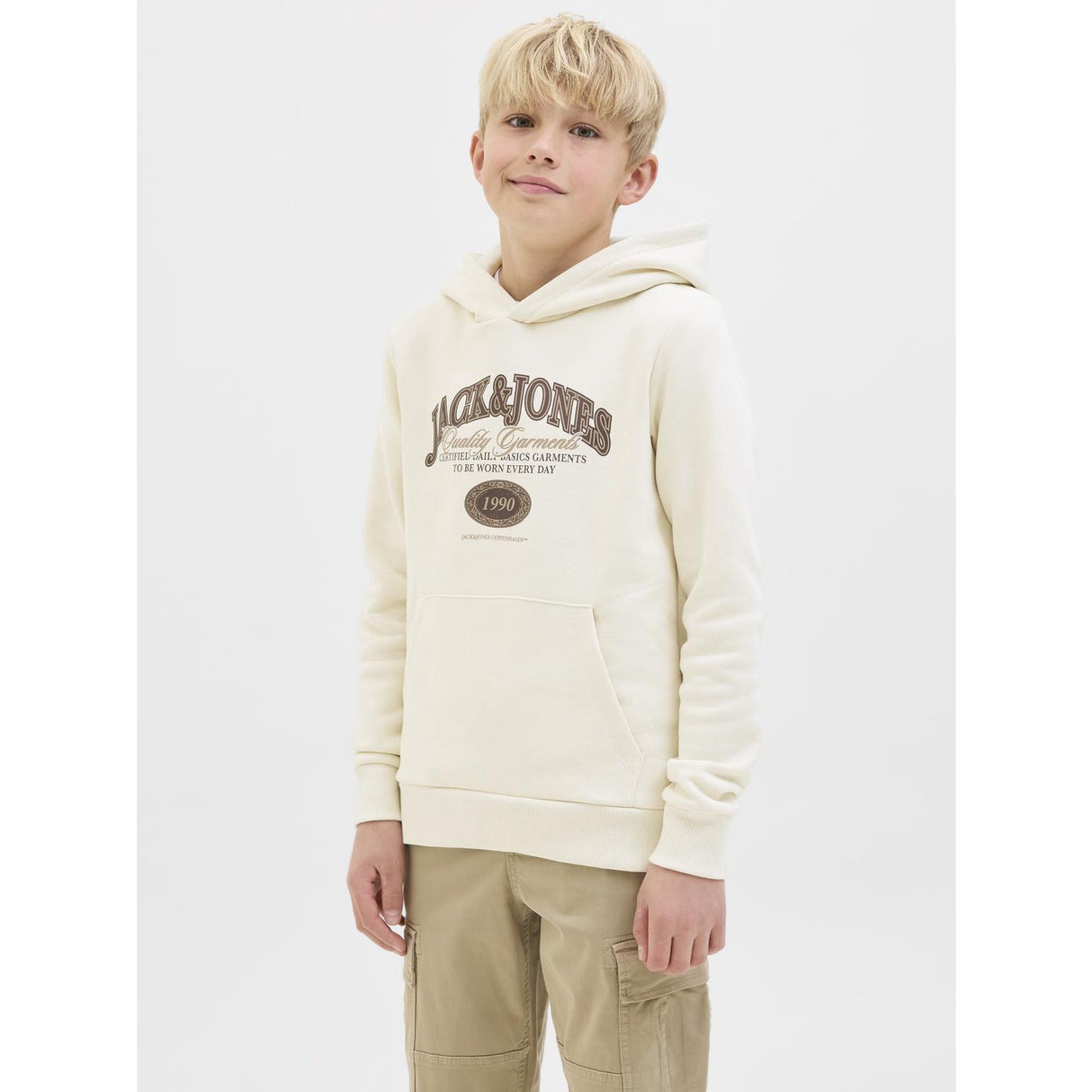 Jack & Jones Junior Antique White Jjari Branding Sweat Hætte Jnr