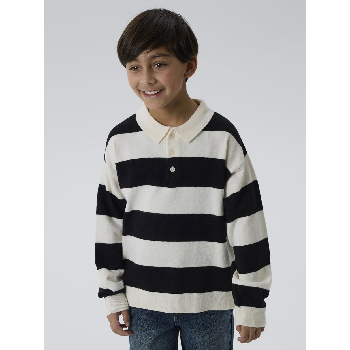 Name It Black Nkmobert Ls Loose Strik Polo