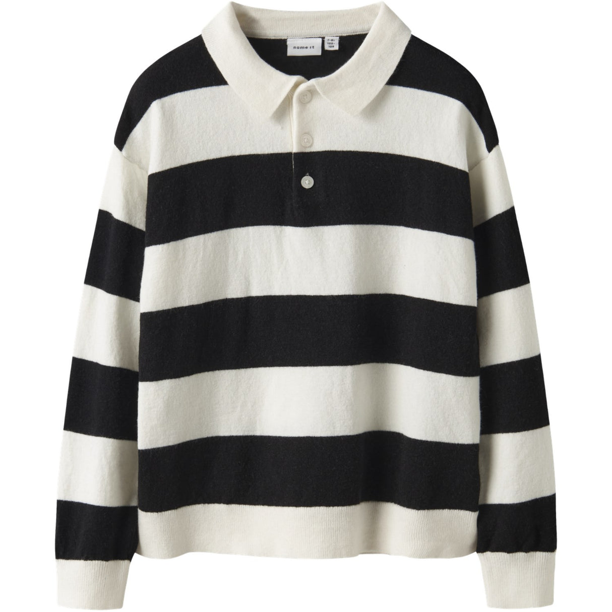 Name It Black Nkmobert Ls Loose Strik Polo