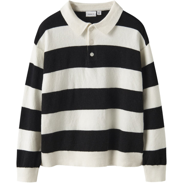 Name It Black Nkmobert Ls Loose Strik Polo